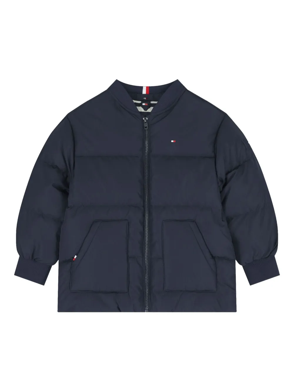 Tommy Hilfiger Junior Flag-embroidery Hooded Padded Jacket In Blue