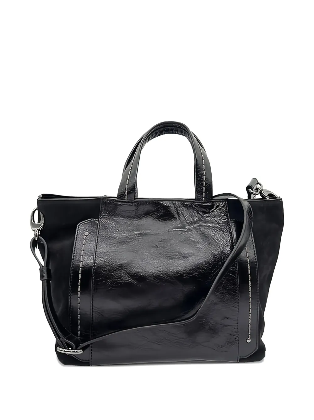 Visonà Patent Leather Tote Bag In Black
