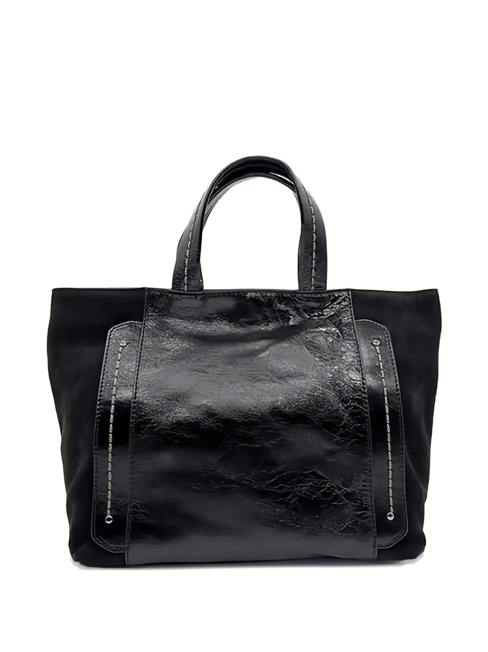 VISONA` patent leather tote bag - Zwart