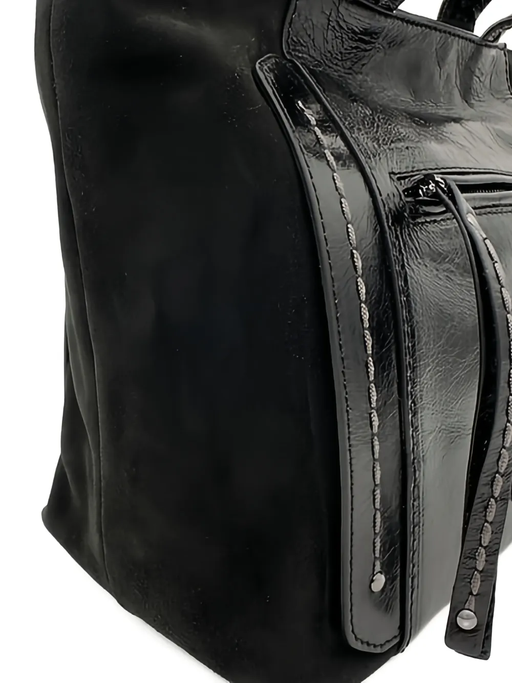 Visonà Patent Leather Tote Bag In Black