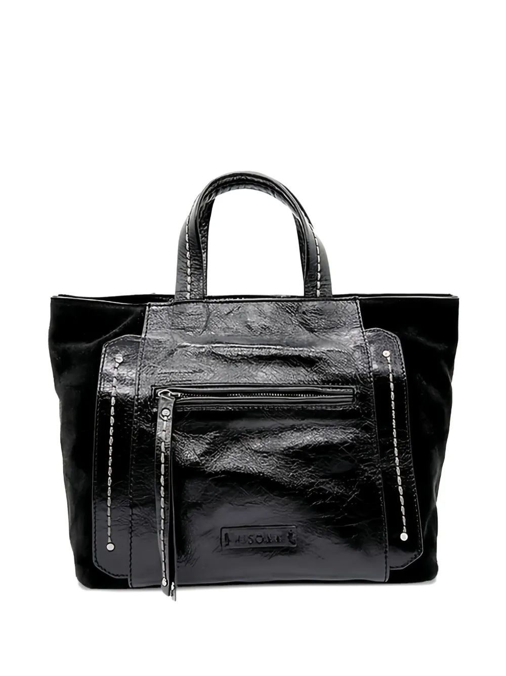 Visonà Patent Leather Tote Bag In Black
