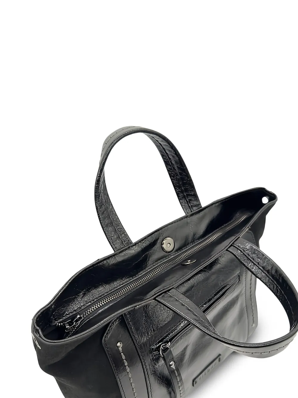 Visonà Patent Leather Tote Bag In Black