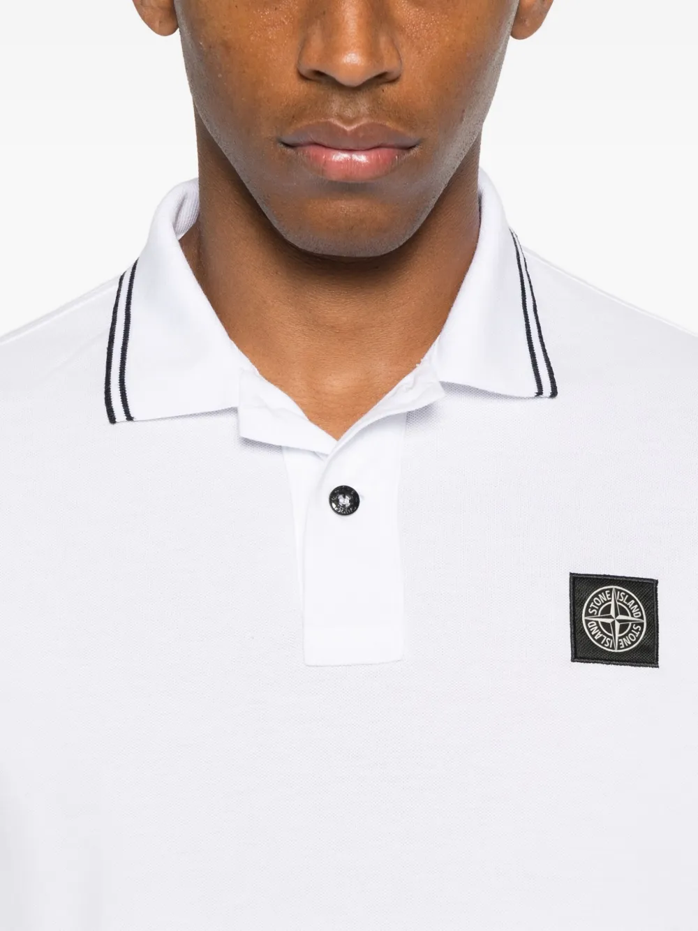 Stone Island Poloshirt met gestreepte kraag Wit