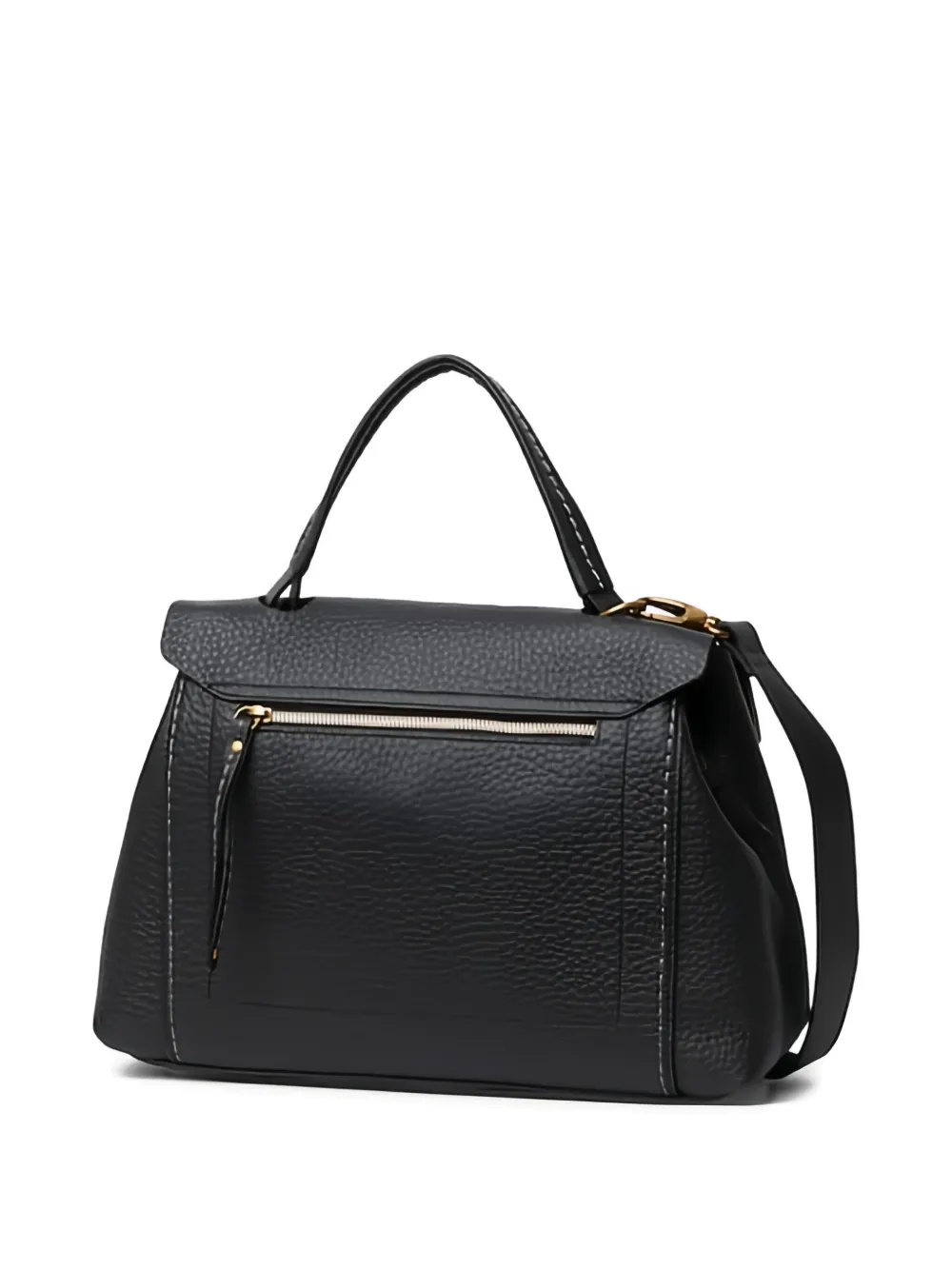 Visonà Textured-leather Flap Tote Bag In Black