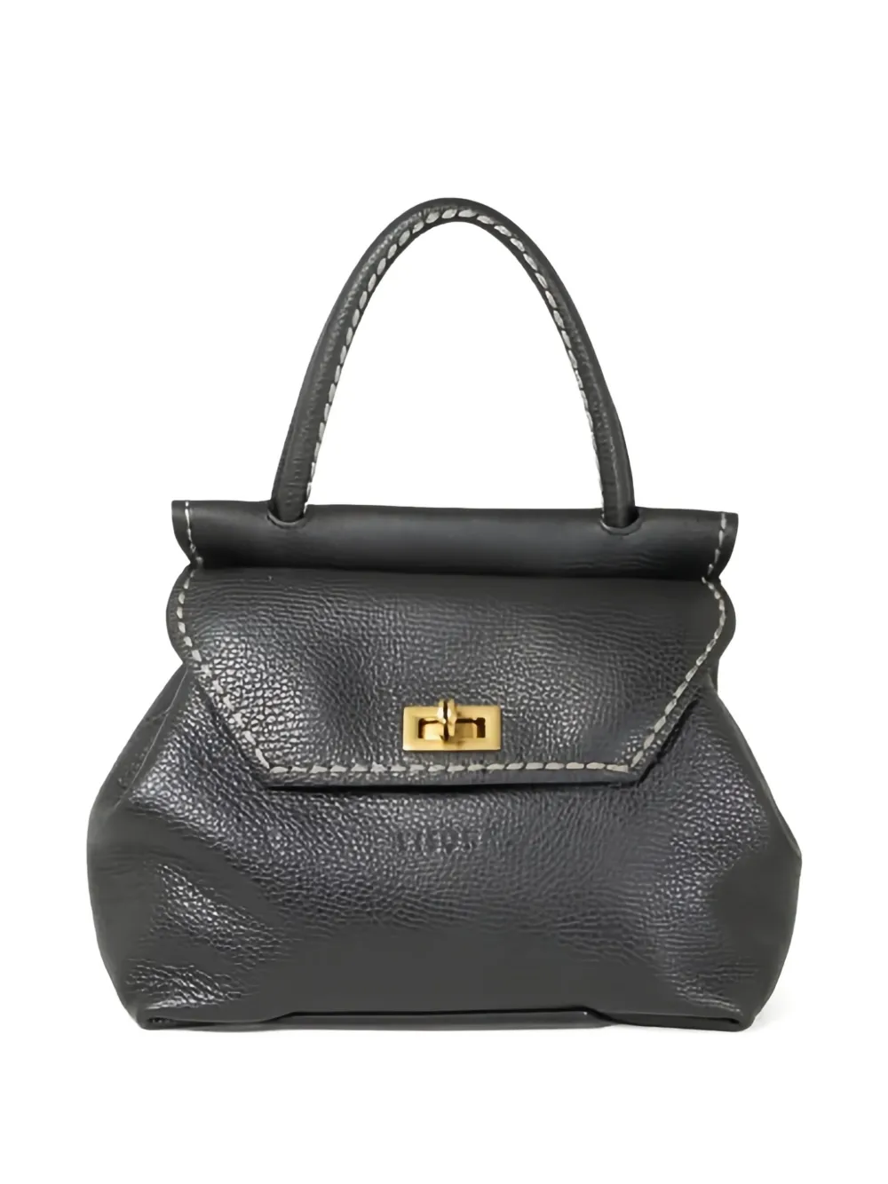 VISONA` twist-lock leather handbag | Black | Image 1