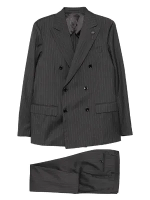 Lardini ピンストライプ ダブルスーツ | ブルー | FARFETCH JP