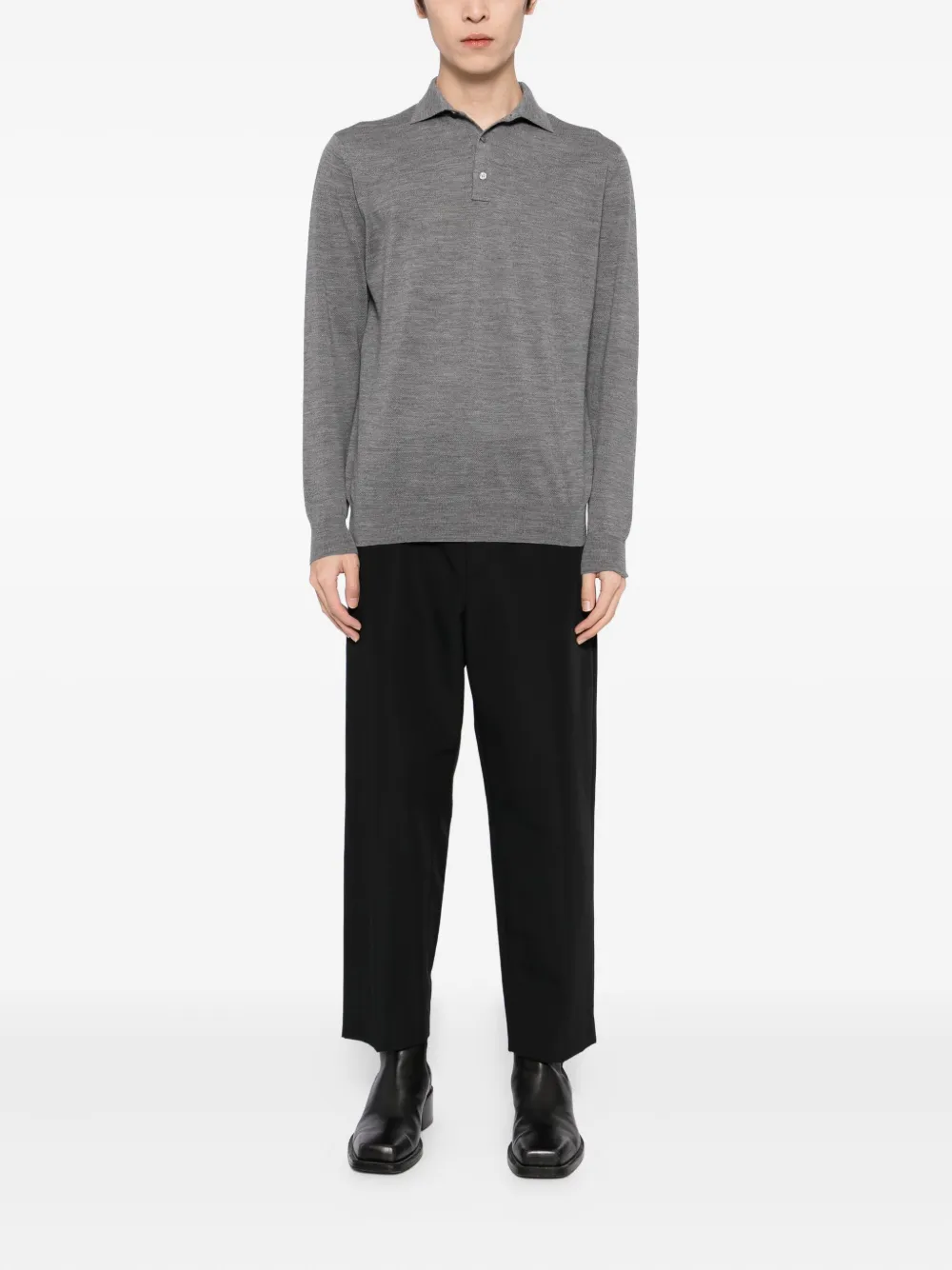 Lardini Wollen poloshirt - Grijs
