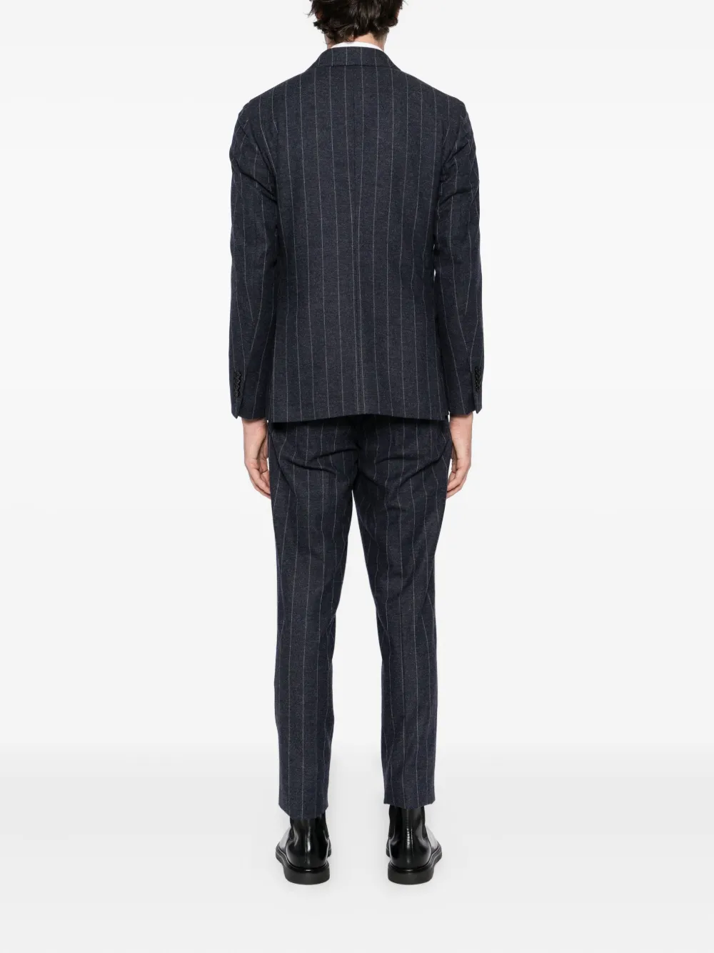 Lardini Gestreept pak met dubbele rij knopen Blauw