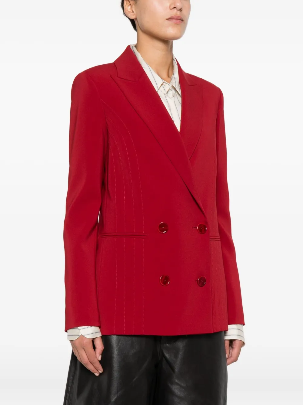 Patrizia Pepe Double-breasted Panelled Blazer In Red