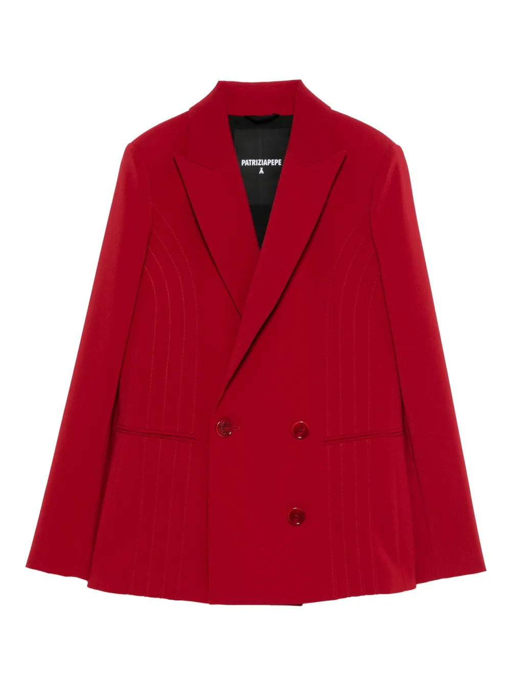Patrizia Pepe Double-breasted Panelled Blazer In Red