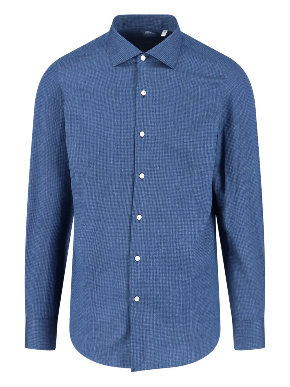 Finamore 1925 Napoli micro-check long-sleeve shirt - ブルー Finamore 1925 Napoli micro-check long-sleeve shirt - ブルー
