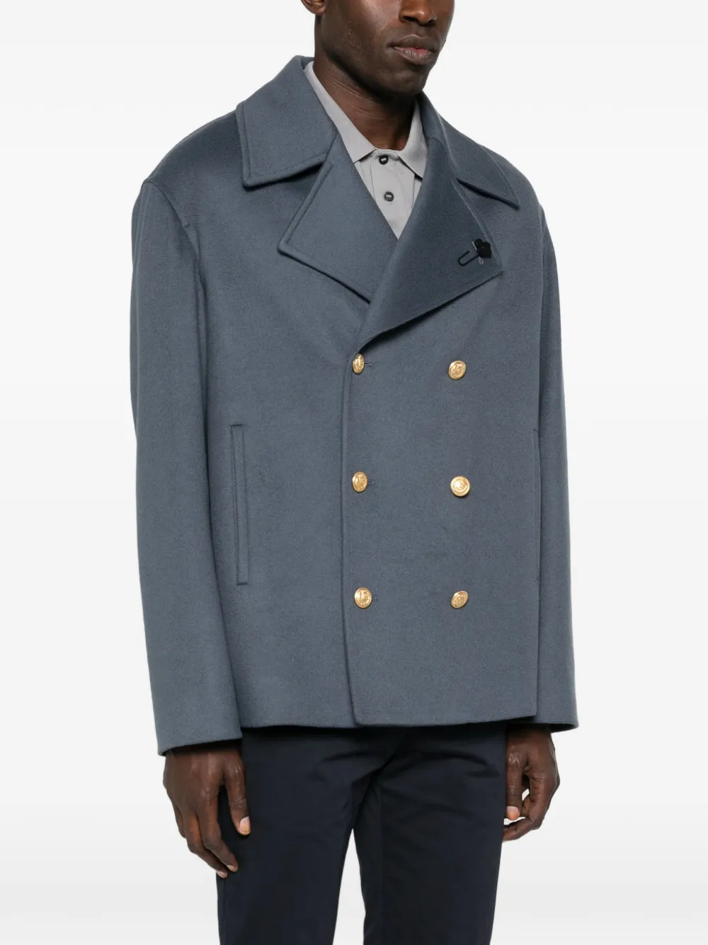  Lardini Double-breasted Coat - Blue 