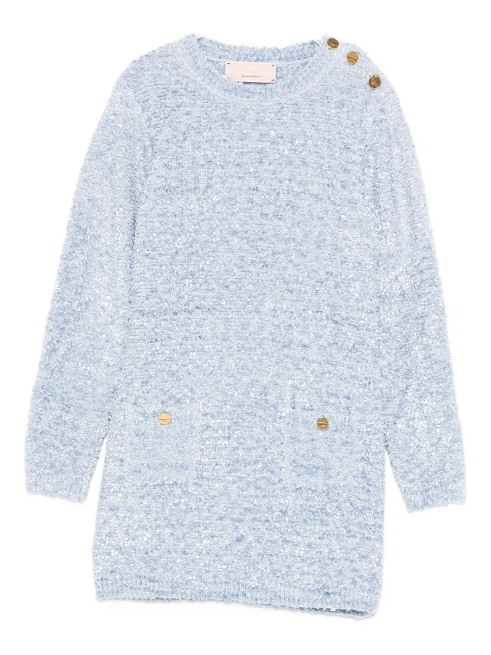 Elisabetta Franchi La Mia Bambina Knitted Dress In Blue