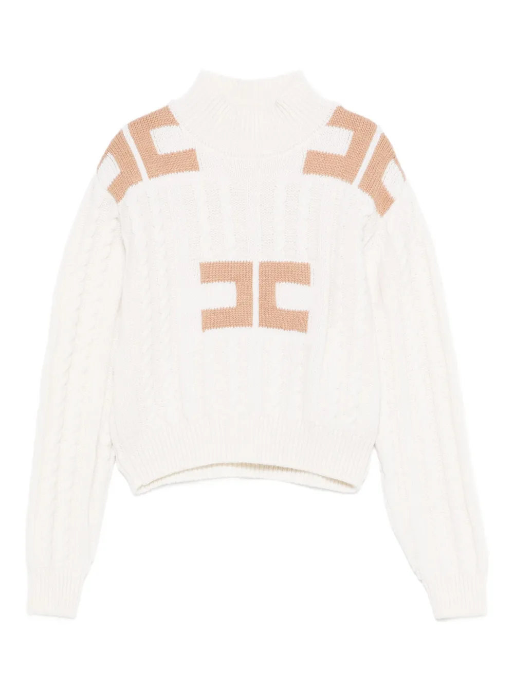 Elisabetta Franchi La Mia Bambina cable-knit logo-detail sweater | White | Image 1