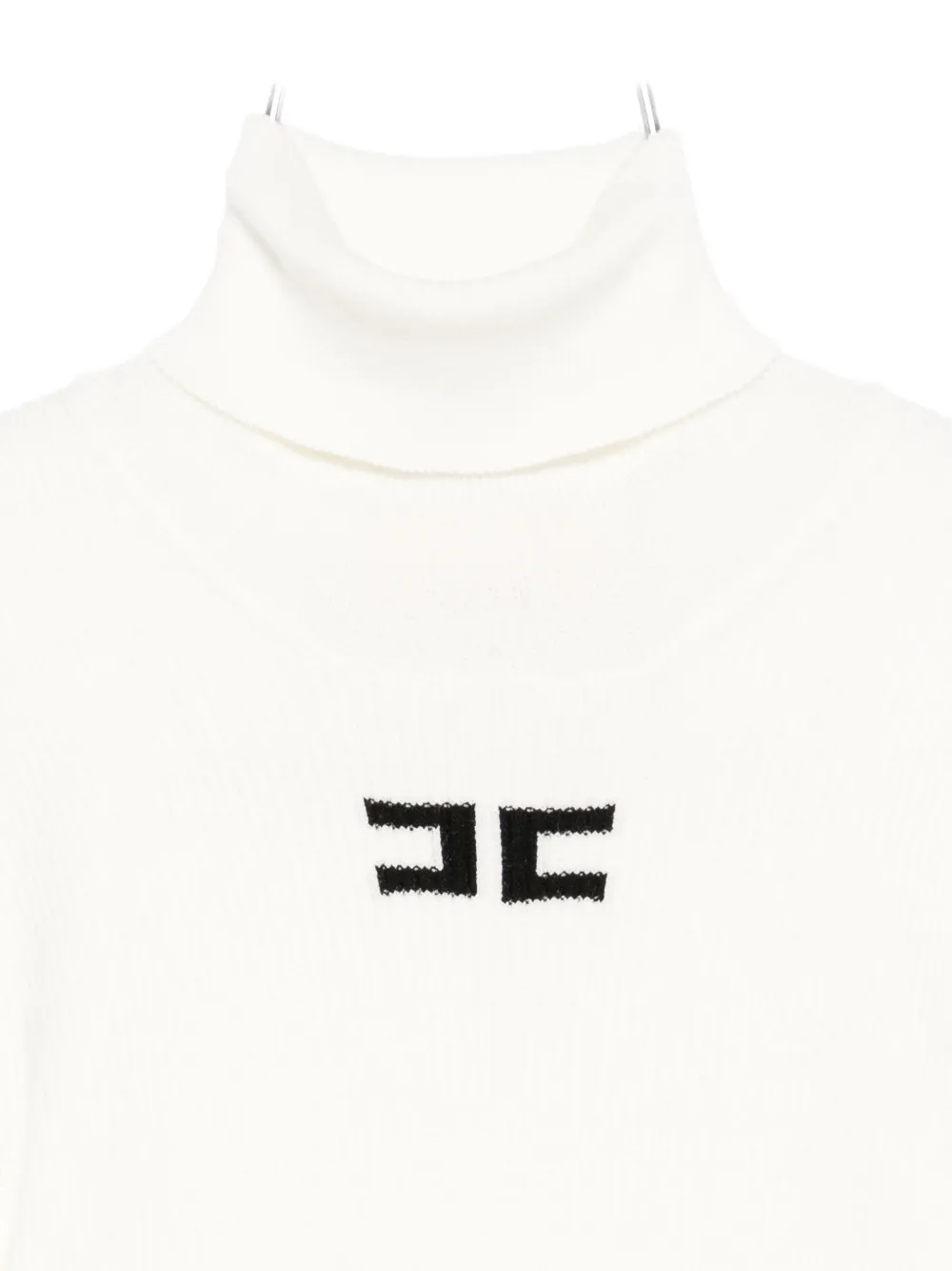 Elisabetta Franchi La Mia Bambina Embroidered-logo Turtleneck Top In White
