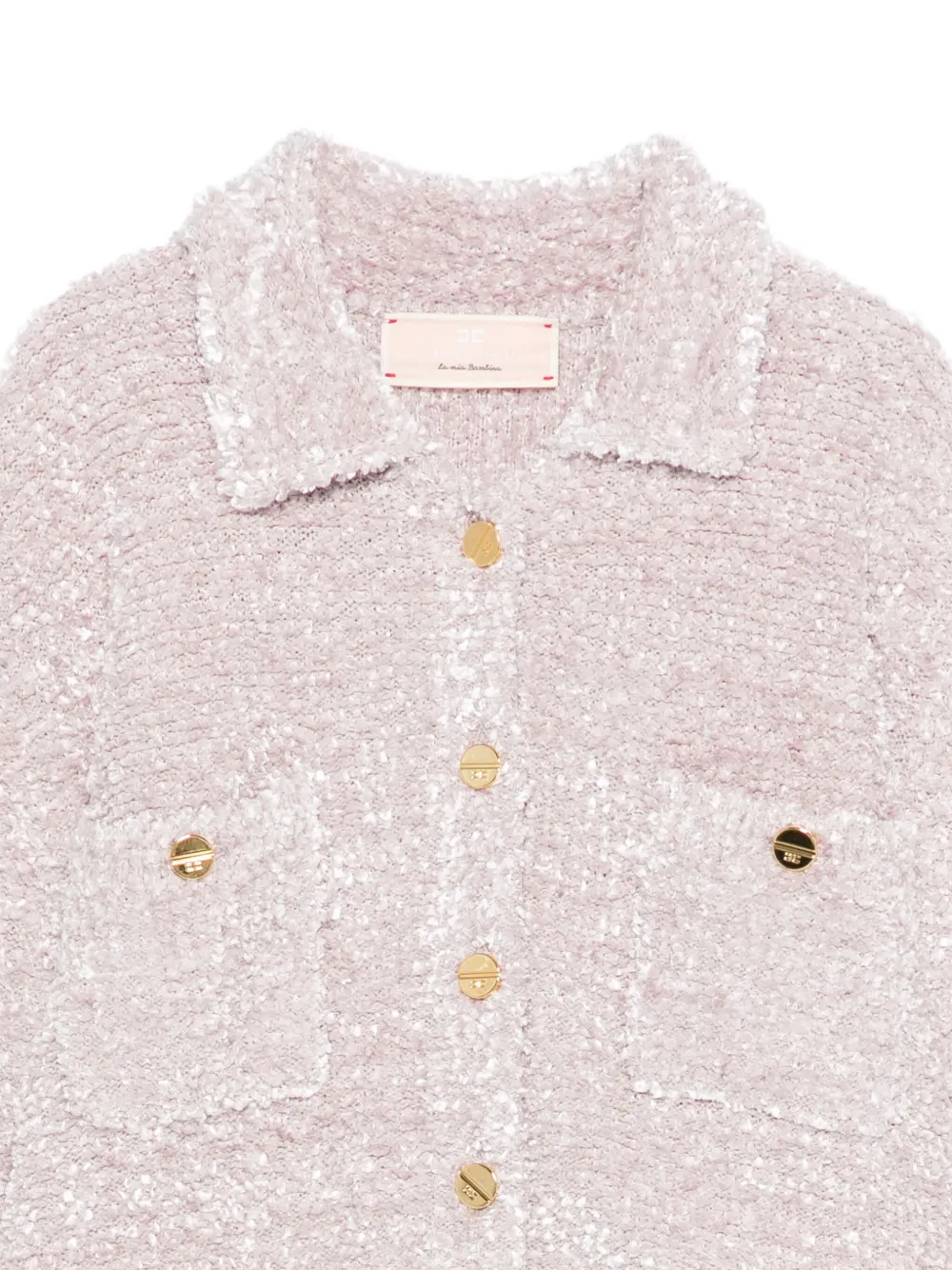 Elisabetta Franchi La Mia Bambina Bouclé Jacket In Pink