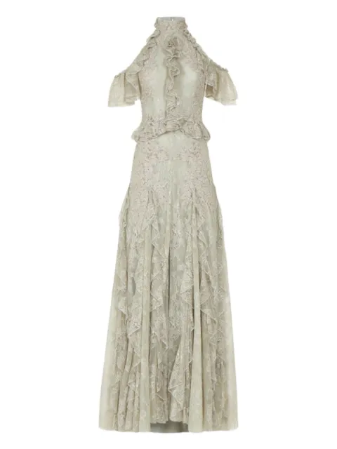 Costarellos Rhodine lace ruffle maxi dress