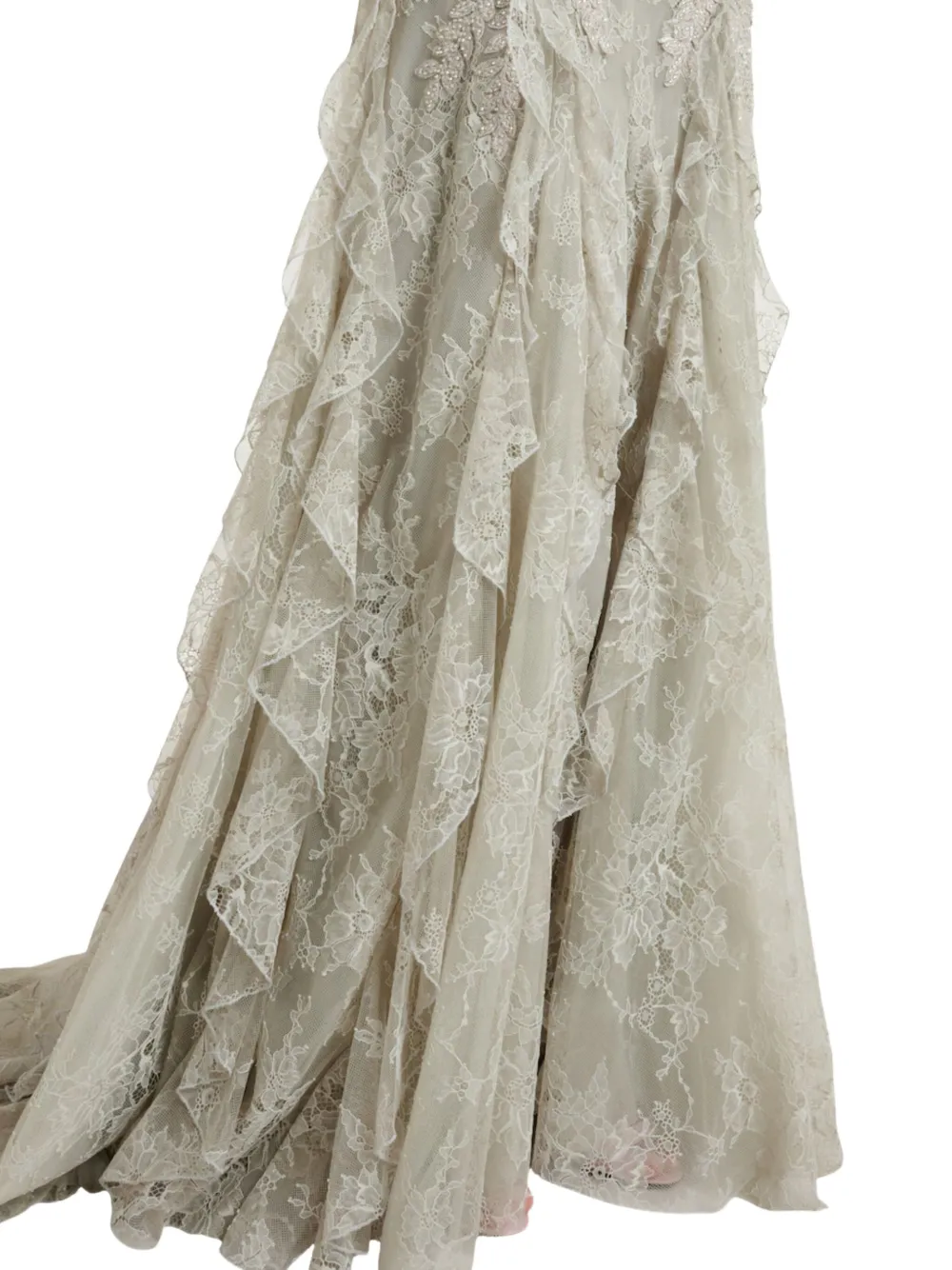 Costarellos Rhodine Embellished Halterneck Lace Gown In Green
