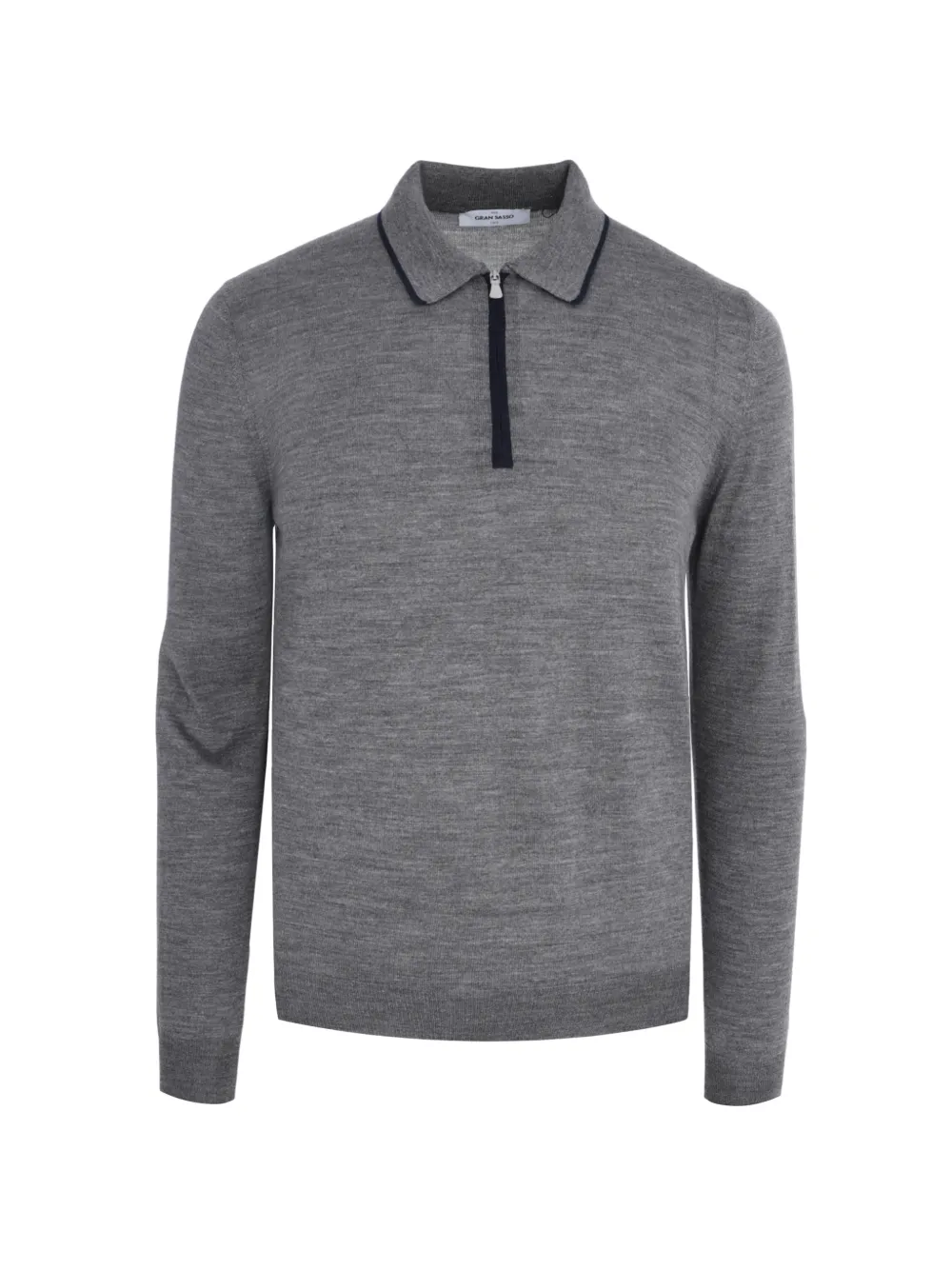 Gran Sasso Tennis zipped long-sleeve polo shirt - Grigio