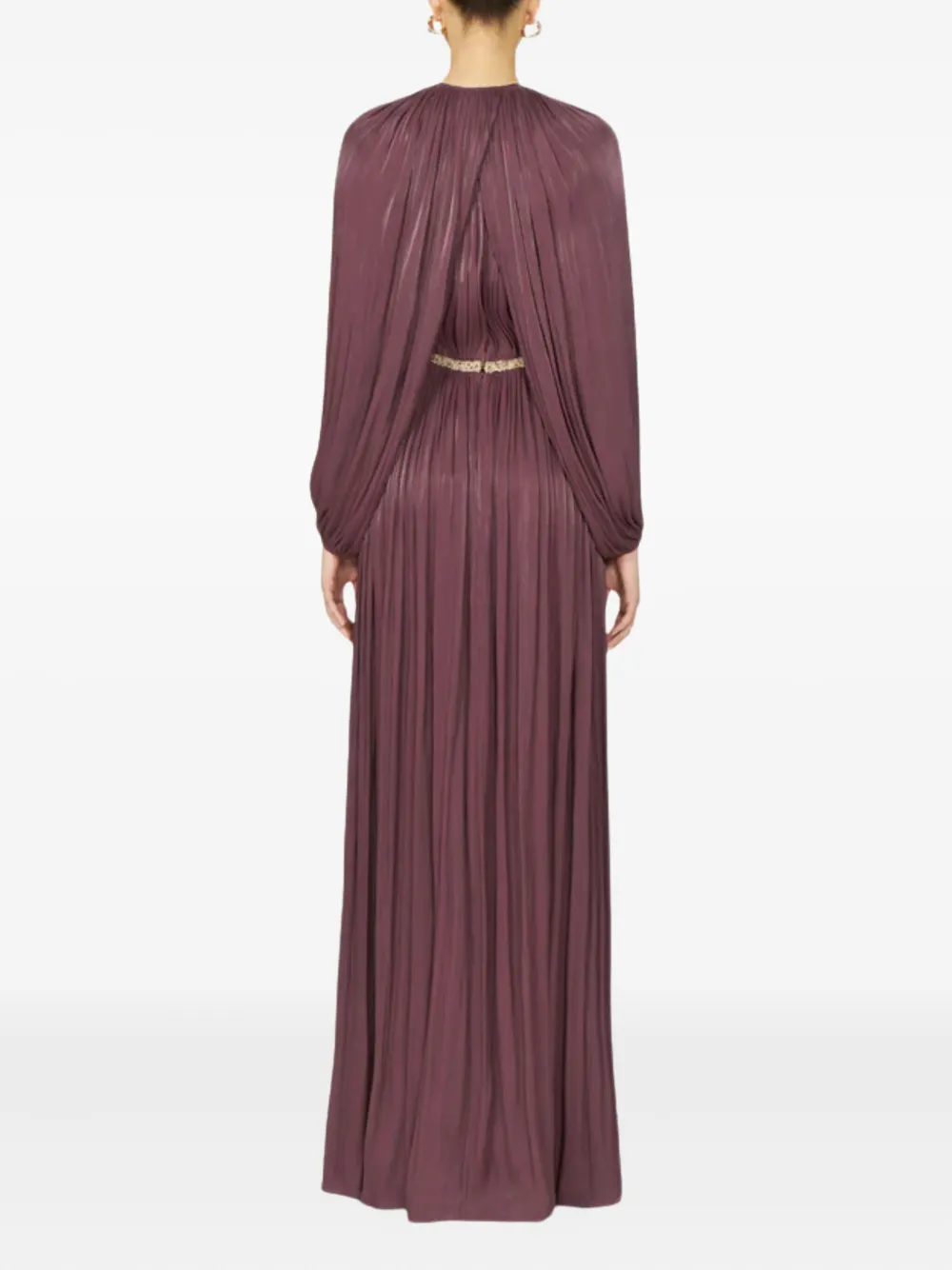Costarellos Pleated Embellished Dress In Purple