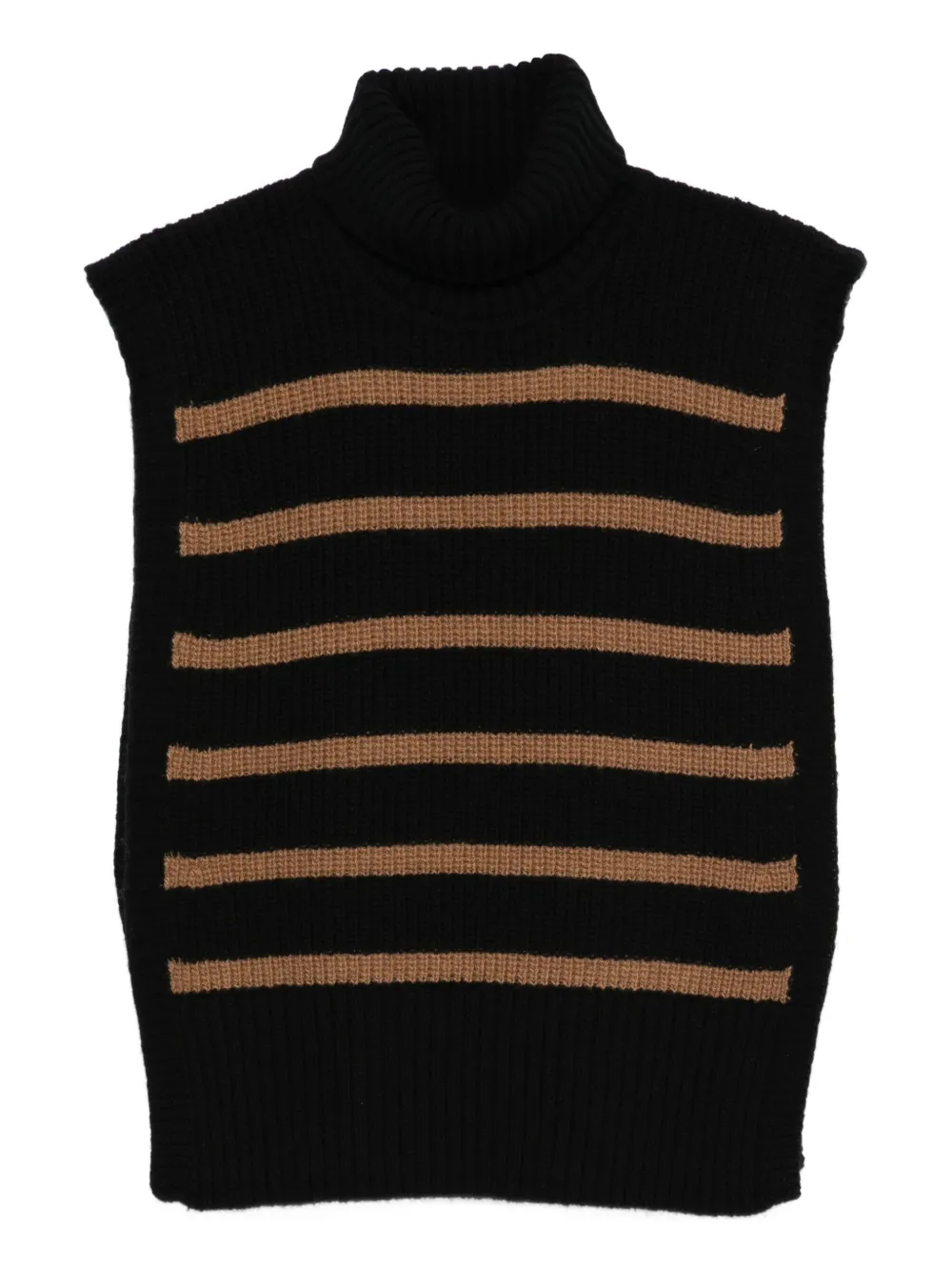 DAVANTINO turtleneck striped sleeveless sweater | Black | Image 1