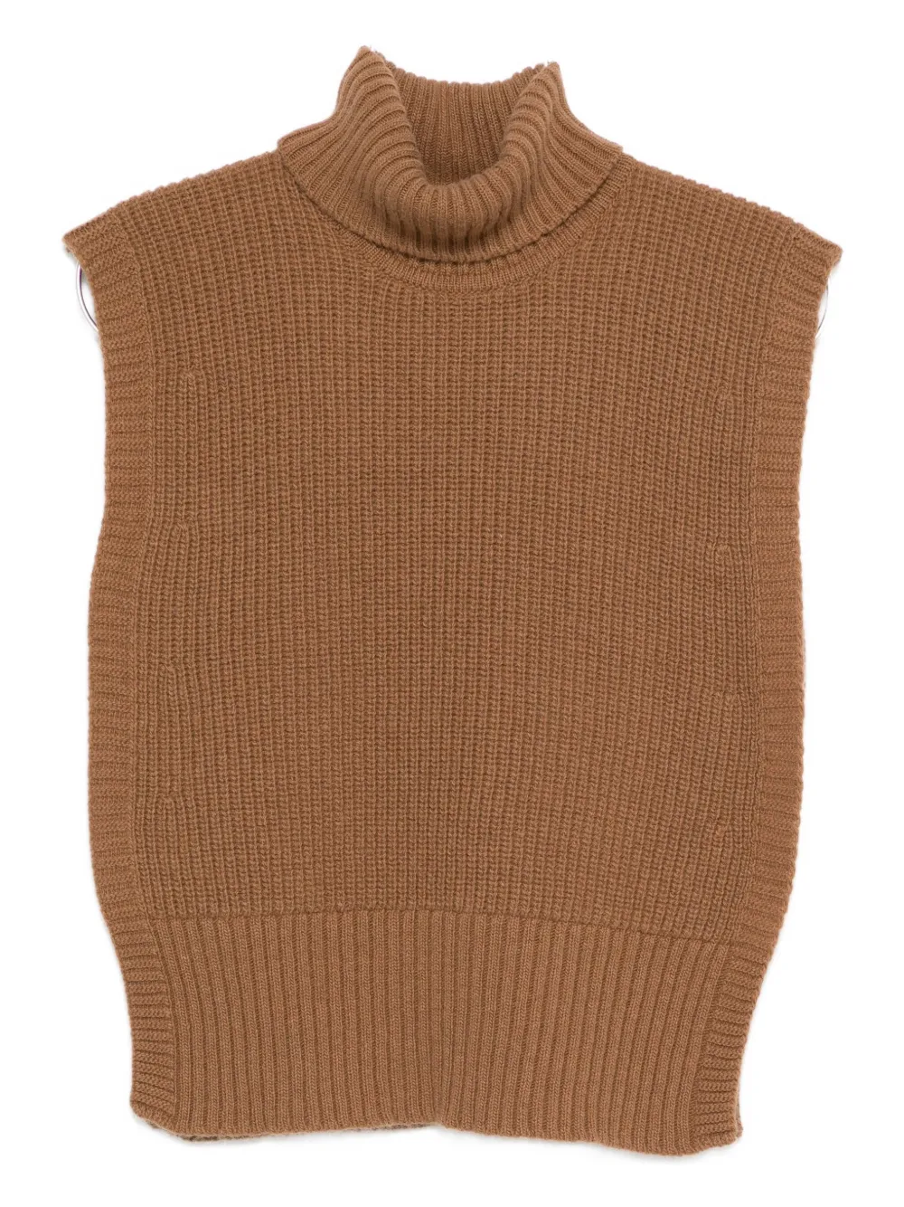 DAVANTINO turtleneck sleeveless wool sweater | Brown | Image 1