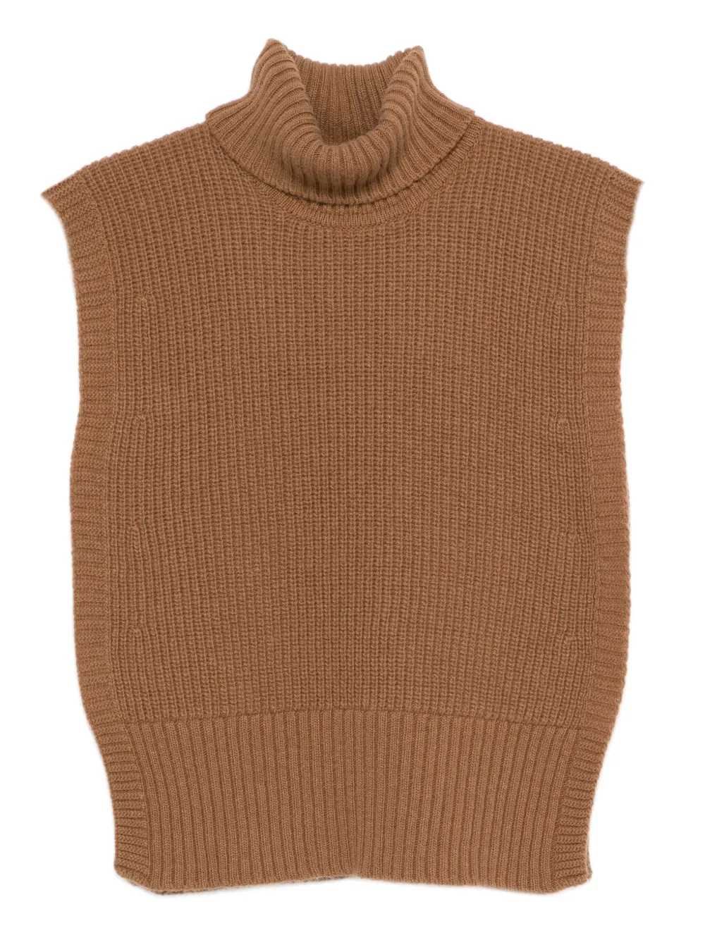 DAVANTINO turtleneck sleeveless wool sweater | Brown | Image 1