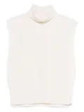 DAVANTINO turtleneck sleeveless wool sweater - Neutrals