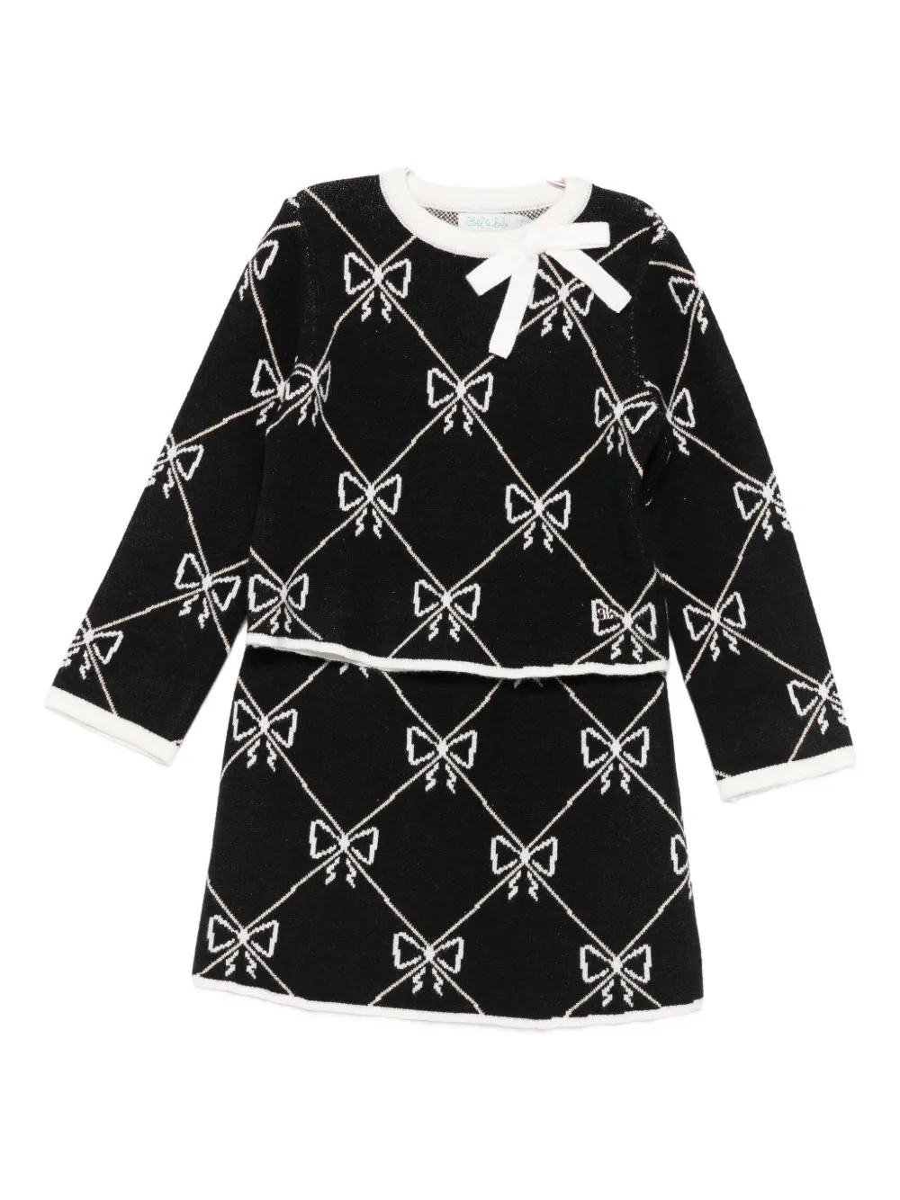 Abel & Lula bow-pattern tracksuit (set of two) - Nero