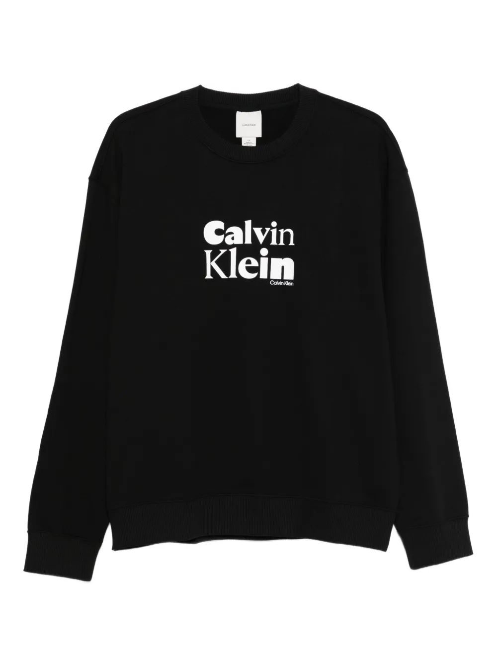 Calvin Klein Logo-print Crew Neck Sweatshirt In Black