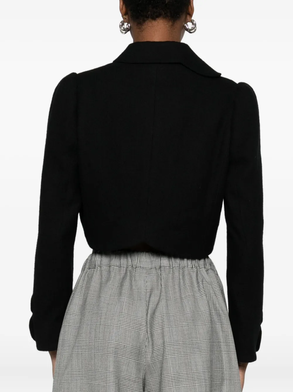 Noir Kei Ninomiya Cropped Petal Wool Jacket In Black