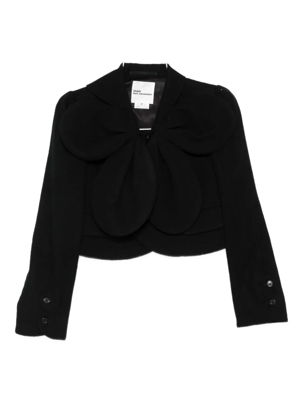 Noir Kei Ninomiya Cropped Petal Wool Jacket In Black