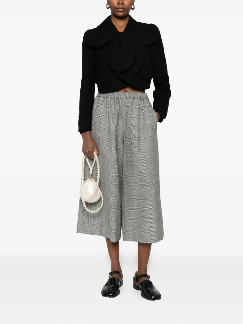 Noir Kei Ninomiya Cropped Petal Wool Jacket In Black