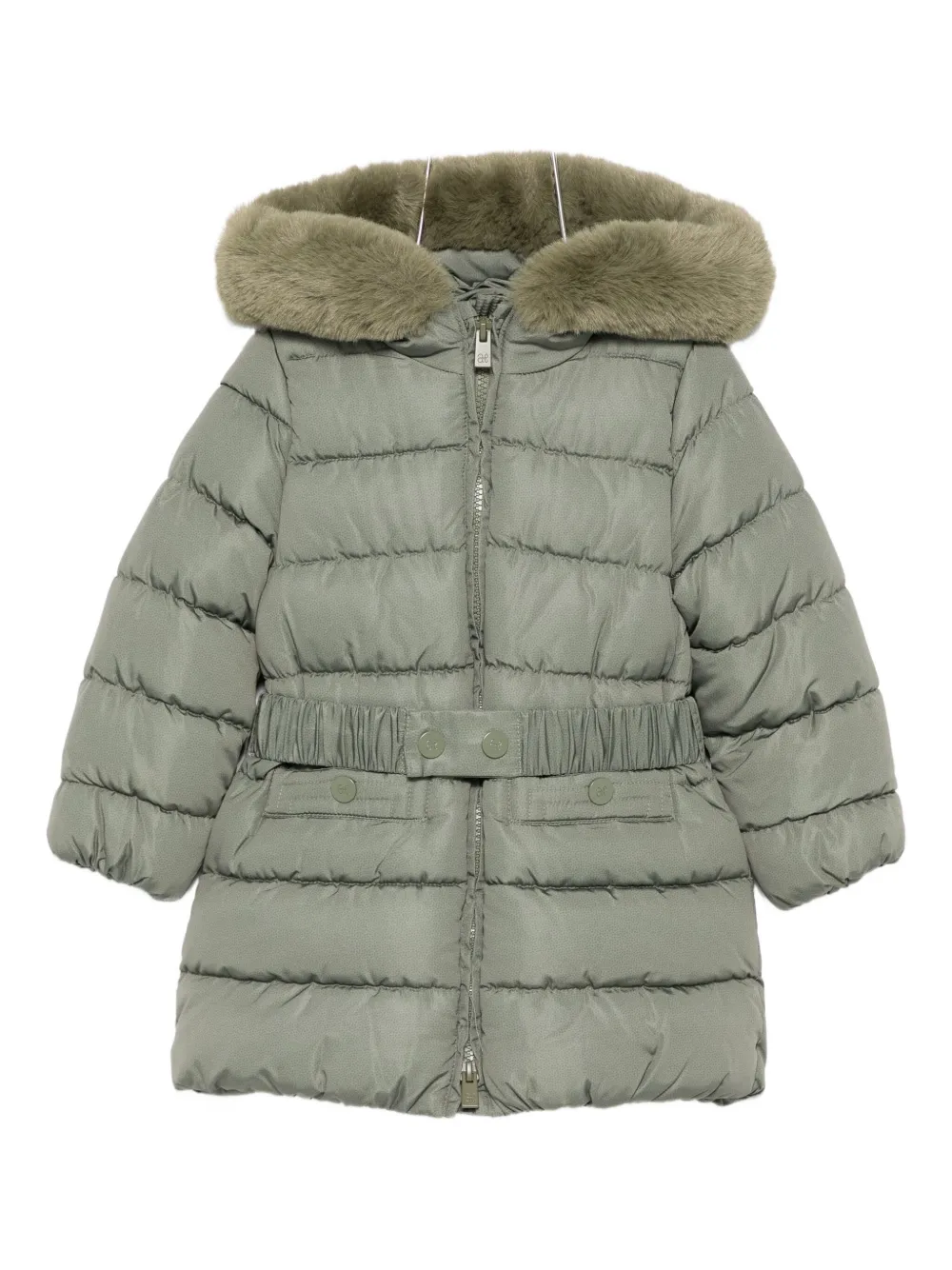 Abel & Lula Quilted Belted Puffer Jacket In Gray