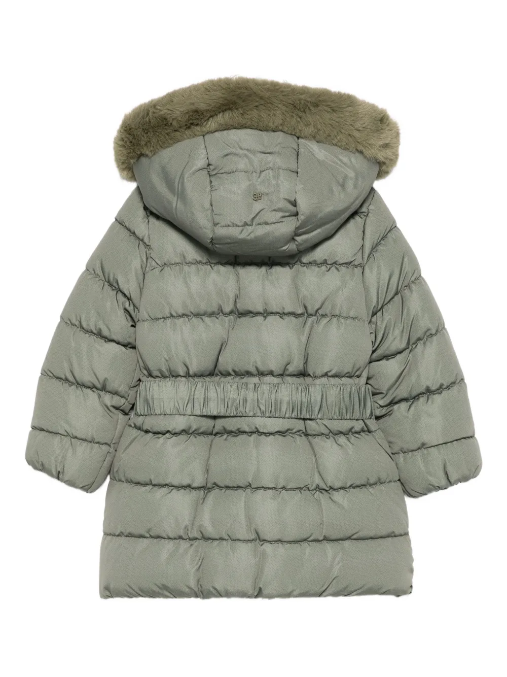 Abel & Lula Quilted Belted Puffer Jacket In Gray
