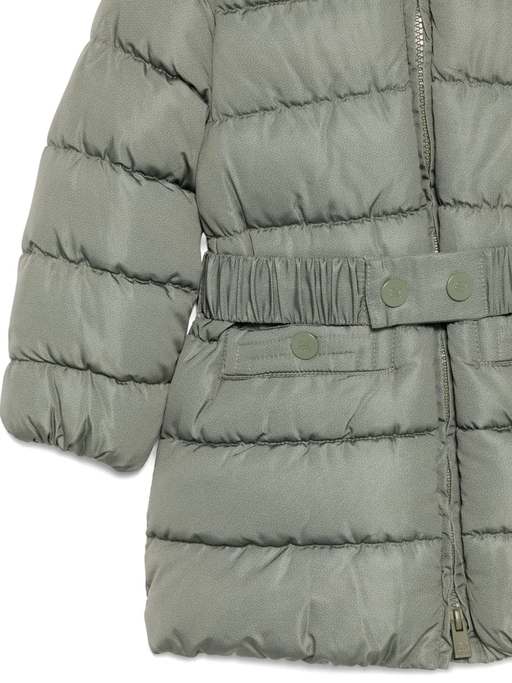 Abel & Lula Quilted Belted Puffer Jacket In Gray