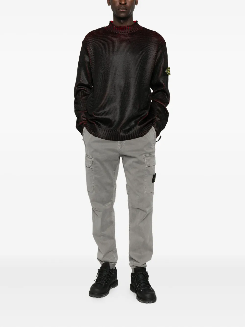 Stone Island ribbed mock-neck sweater - Zwart