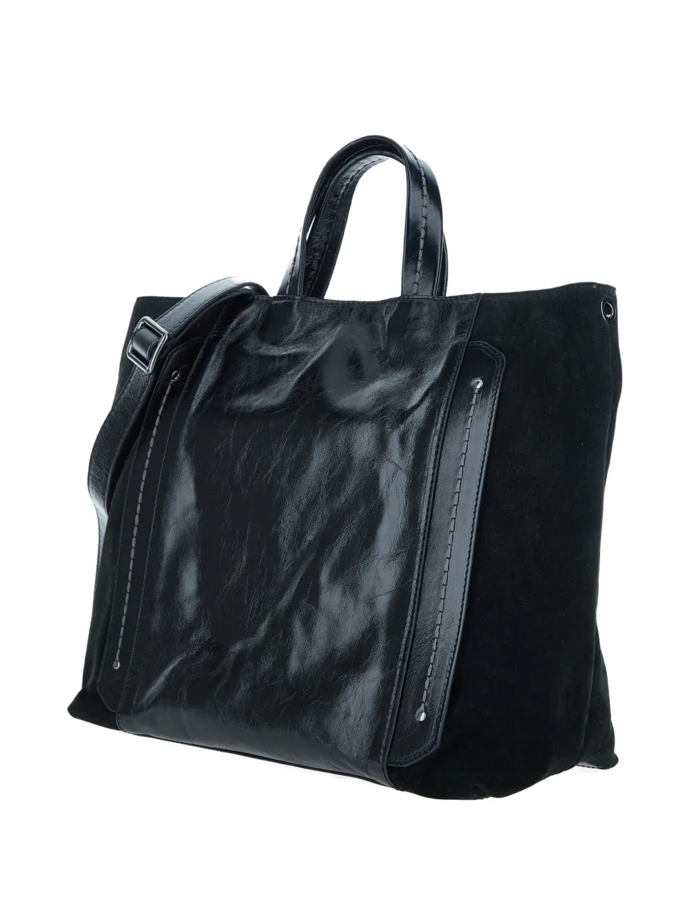 Visonà Leather Tote Bag In Black