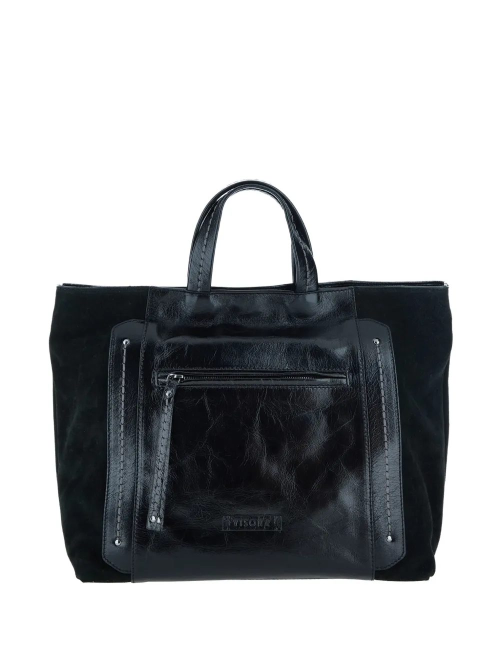 Visonà Leather Tote Bag In Black