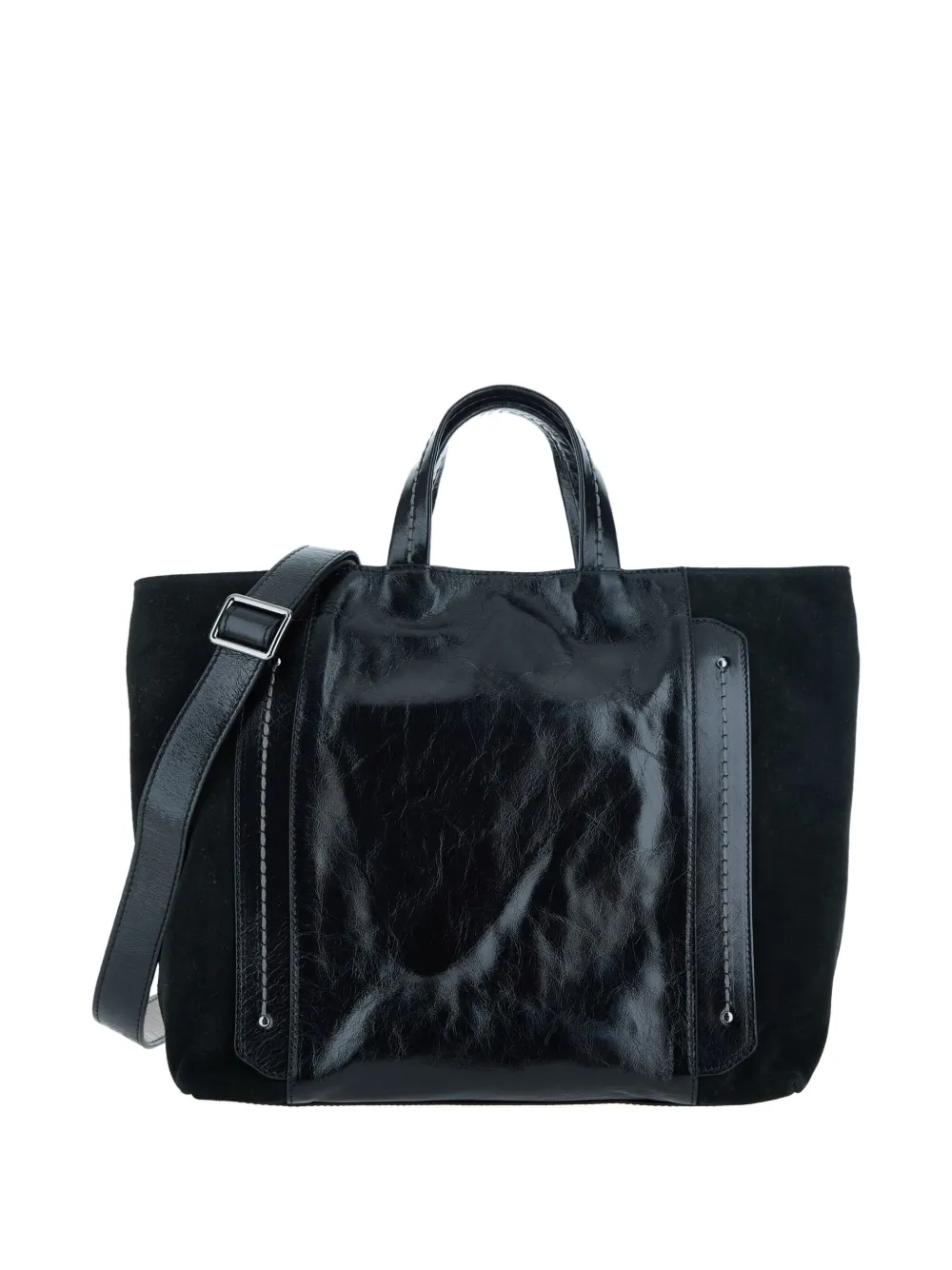 VISONA` leather tote bag - Zwart