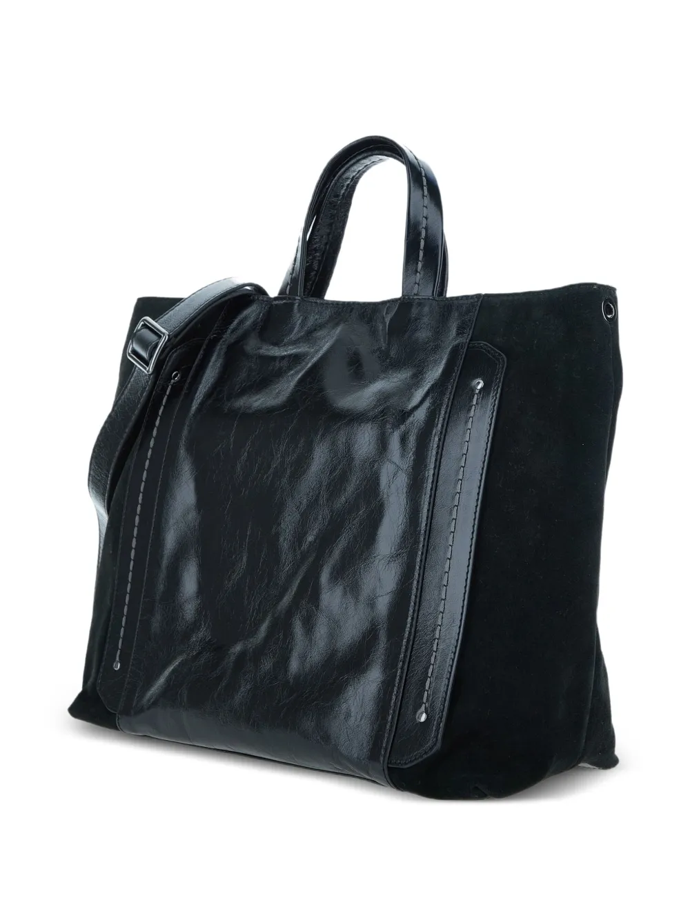 Visona` Leather Tote Bag - Black 