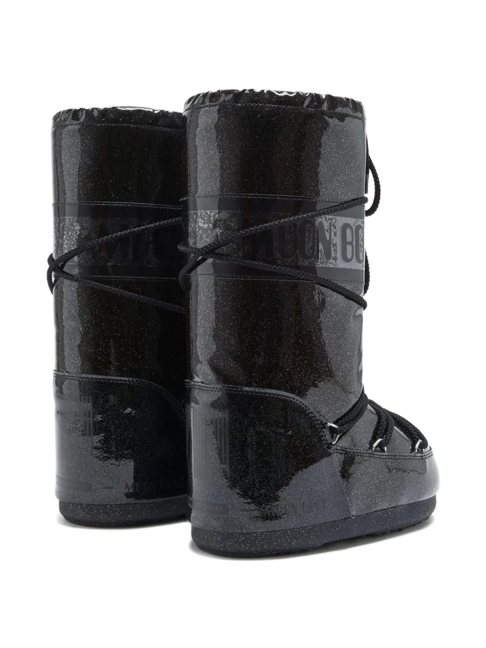 Moon Boot Icon Glitter Lace-up Boots In Black