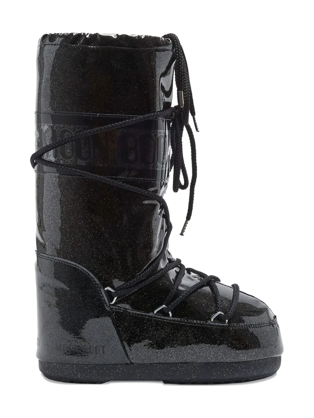 Moon Boot Icon Glitter Lace-up Boots In Black