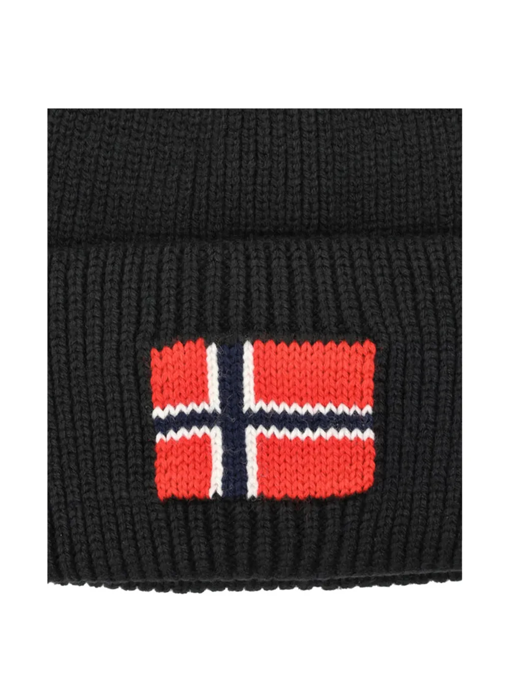 Napapijri Flag-detail Ribbed Beanie Hat In Black