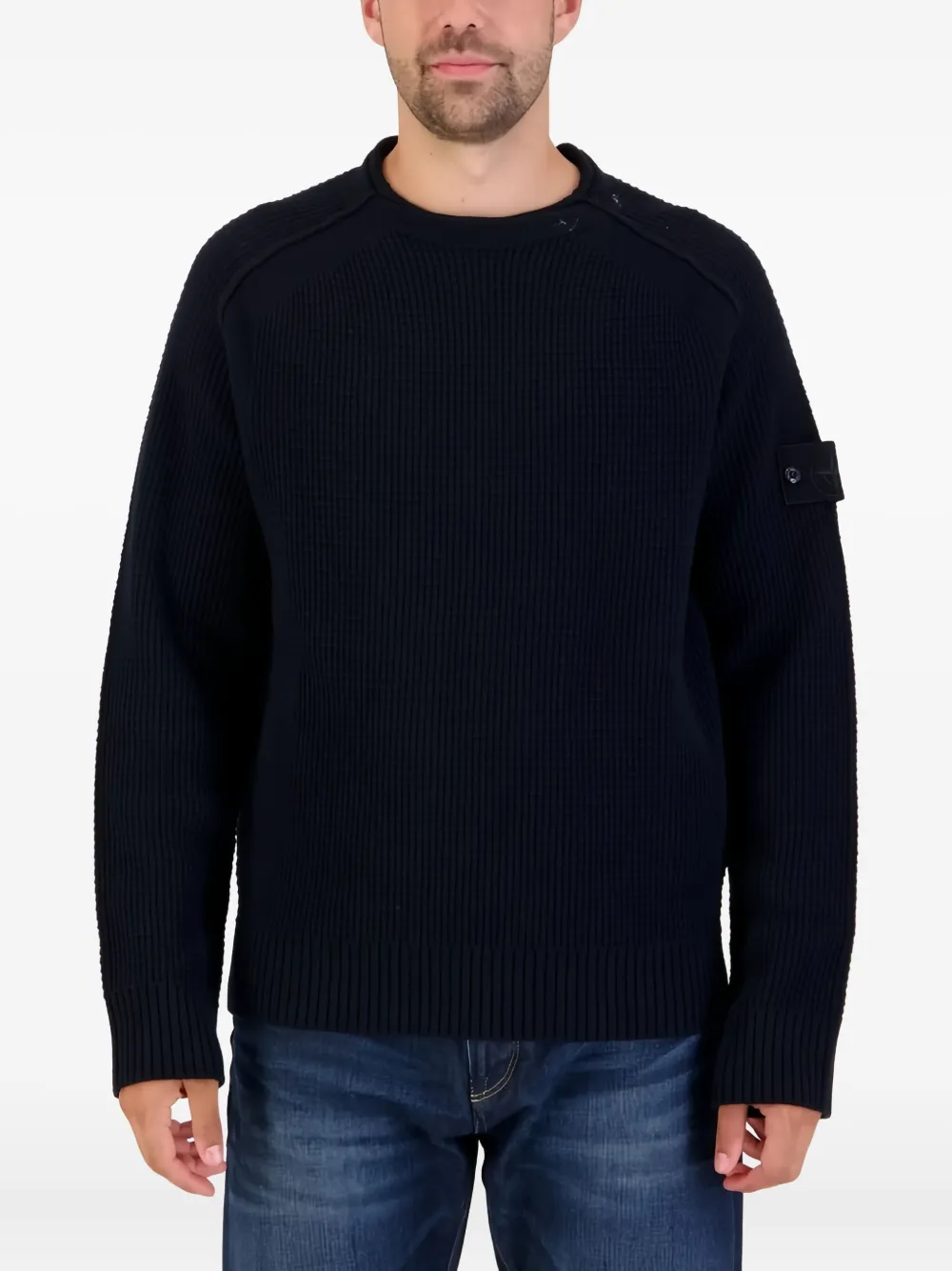 Stone Island Trui met Compass-logopatch en ronde hals Blauw