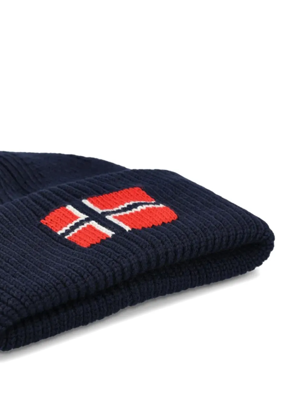 Napapijri Flag-detail Ribbed Beanie Hat In Blue