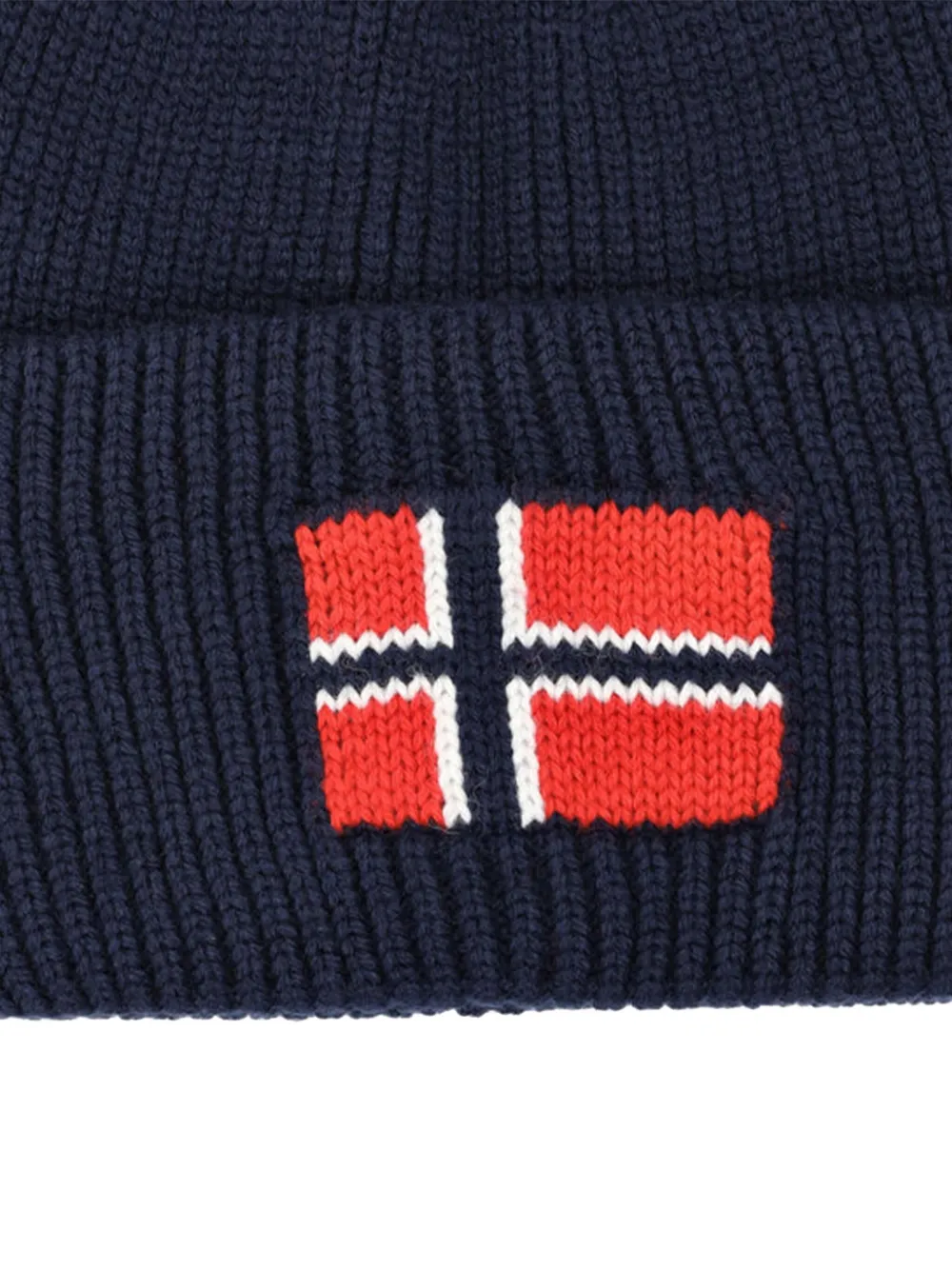Napapijri Flag-detail Ribbed Beanie Hat In Blue