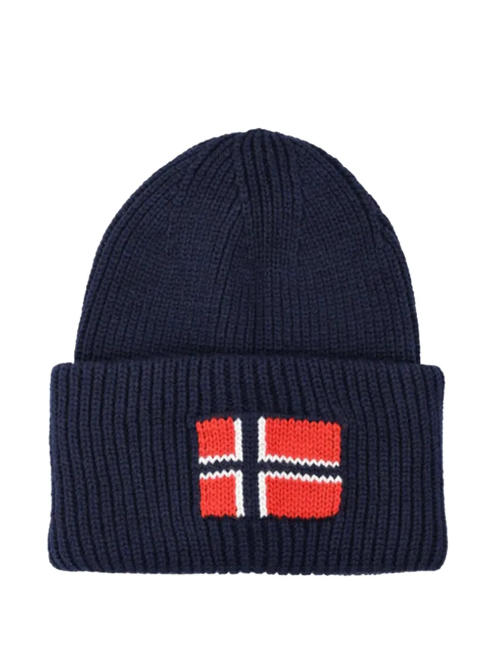 Napapijri flag-detail ribbed beanie hat | Blue | Image 1