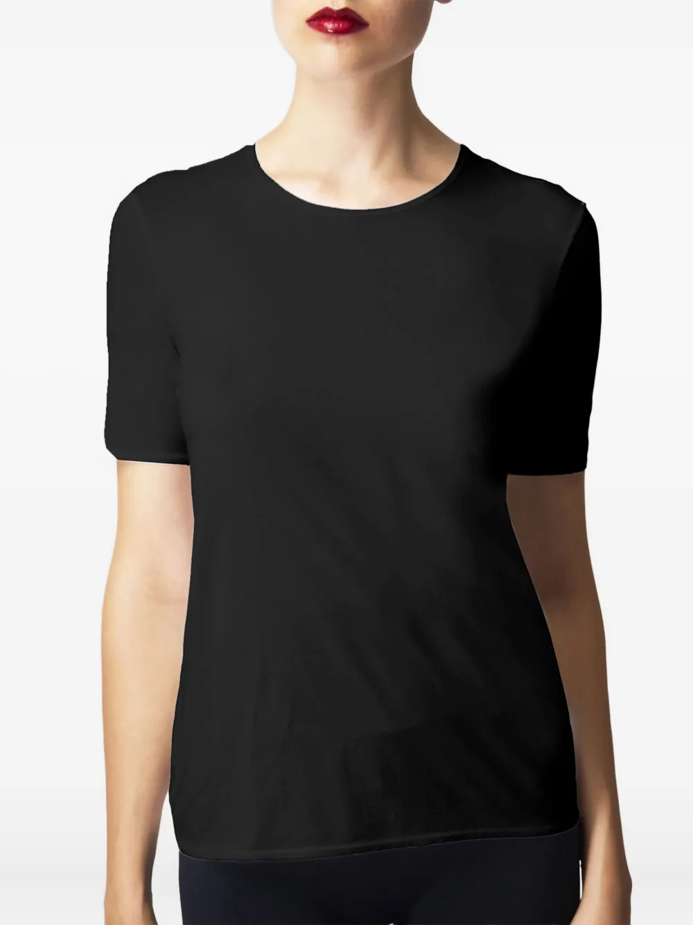 Wolford Simple Round Neck Short Sleeves Top In Black