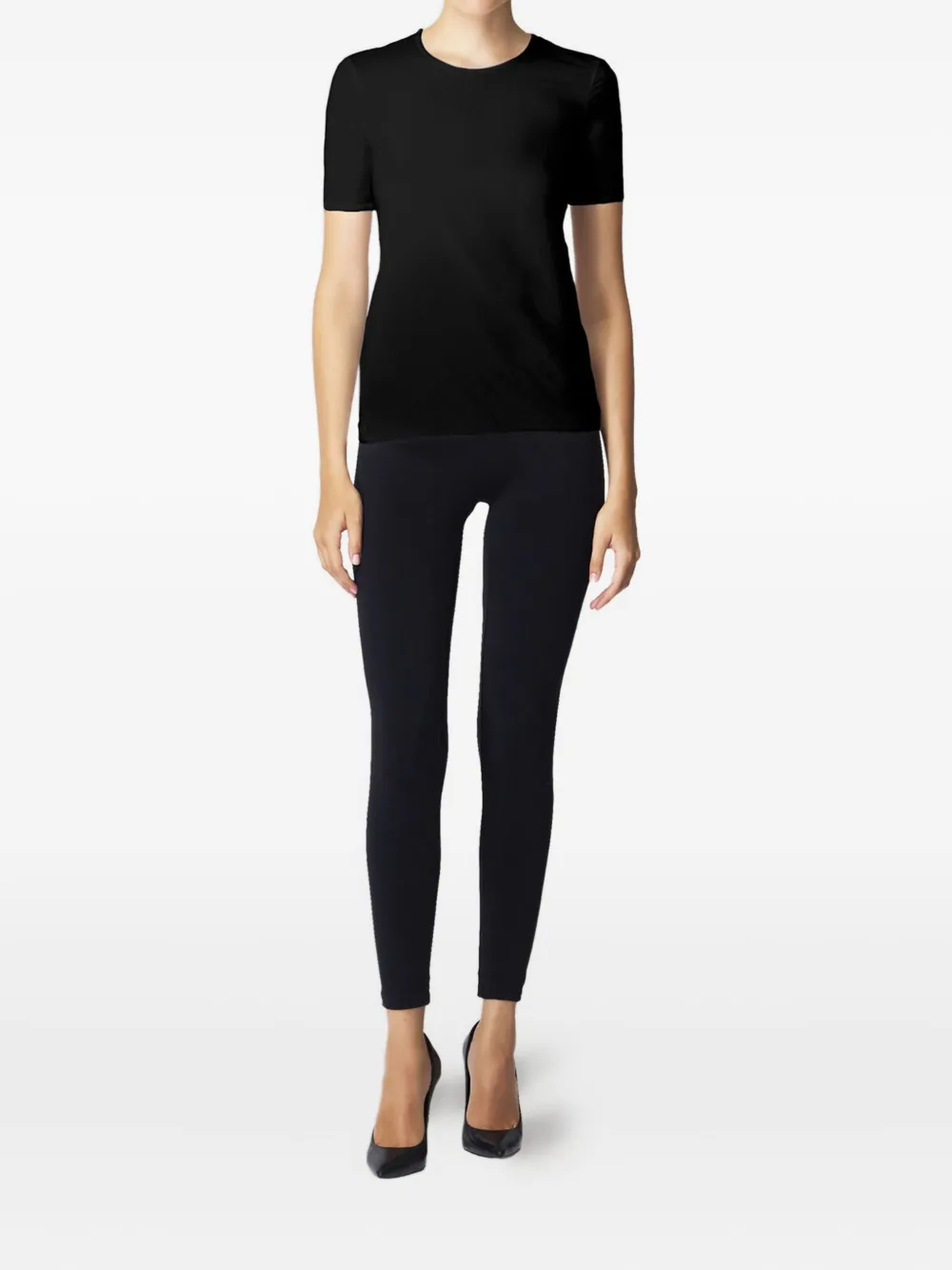 Wolford Simple Round Neck Short Sleeves Top In Black